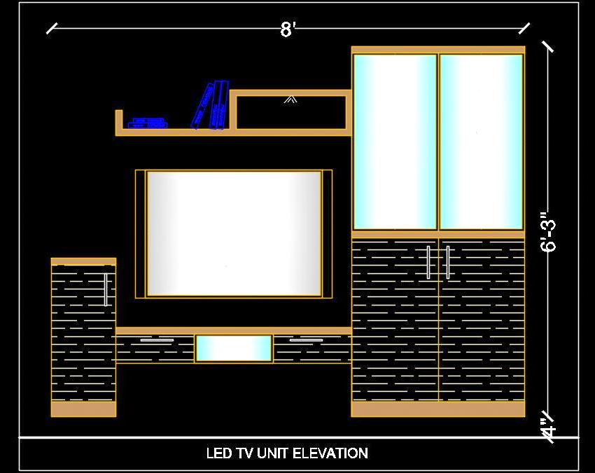 Contemporary TV Unit Design - Free CAD Block  Download